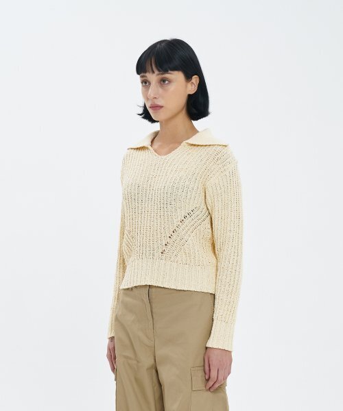 BLOND9(ブロンドナイン)の「ボリュームオープンカラー boucleニット_アイボリー(ニット/セーター・レディース・その他・MEDIUM/SMALL)」の5枚目の写真