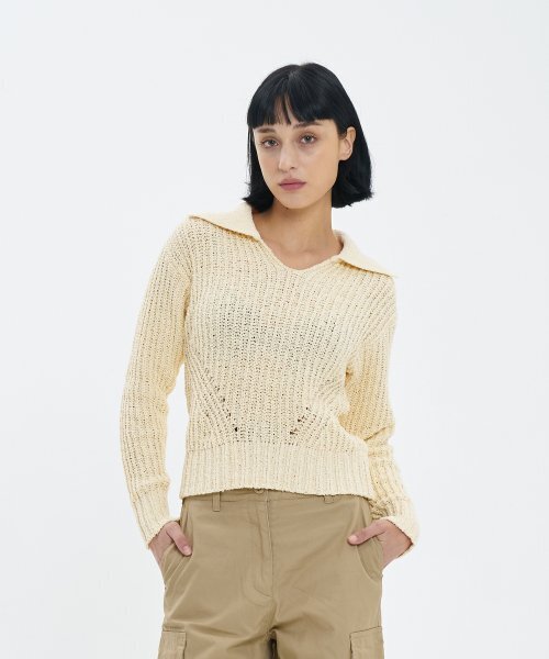 BLOND9(ブロンドナイン)の「ボリュームオープンカラー boucleニット_アイボリー(ニット/セーター・レディース・その他・MEDIUM/SMALL)」の6枚目の写真