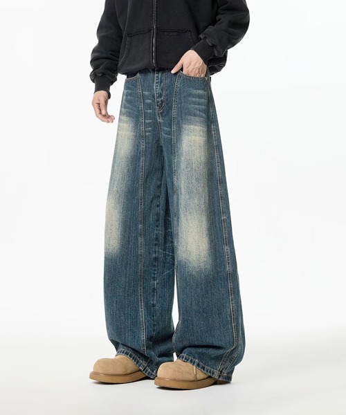aimoha(アイモハ)の「VINTAGE WASHED CURVED DENIM(デニムパンツ・メンズ・ライトブルー/ブルー・X-LARGE/MEDIUM/SMALL/LARGE)」の2枚目の写真