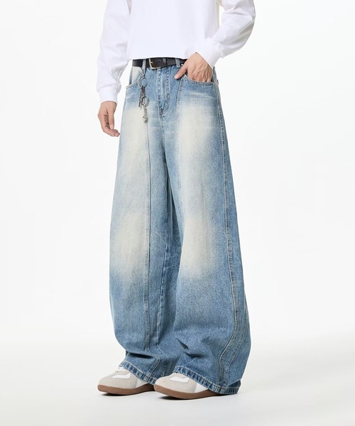aimoha(アイモハ)の「VINTAGE WASHED CURVED DENIM(デニムパンツ・メンズ・ライトブルー/ブルー・X-LARGE/MEDIUM/SMALL/LARGE)」の3枚目の写真