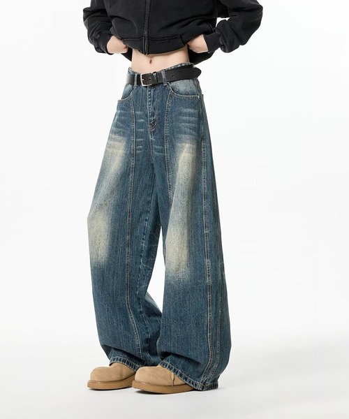 aimoha(アイモハ)の「VINTAGE WASHED CURVED DENIM(デニムパンツ・メンズ・ライトブルー/ブルー・X-LARGE/MEDIUM/SMALL/LARGE)」の10枚目の写真