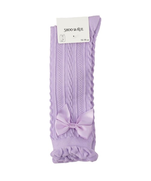 SHOO・LA・RUE（シューラルー）の「サテンリボンハイソックス（ソックス/靴下・キッズ・パープル/アイボリー・79/75）」の5枚目の写真