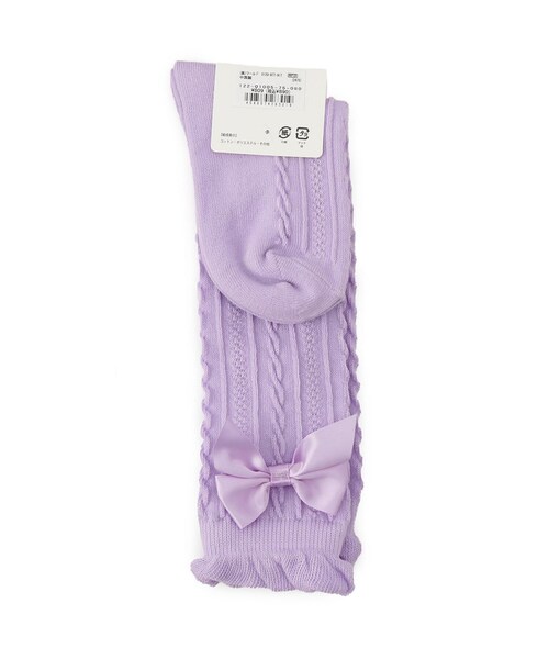 SHOO・LA・RUE（シューラルー）の「サテンリボンハイソックス（ソックス/靴下・キッズ・パープル/アイボリー・79/75）」の6枚目の写真
