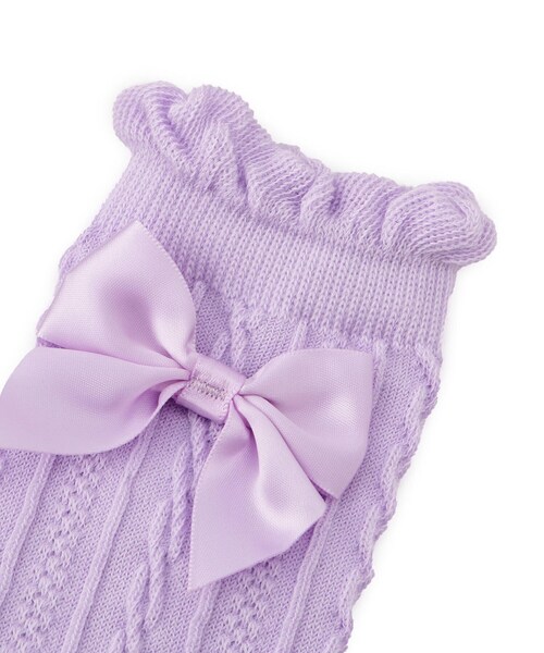 SHOO・LA・RUE（シューラルー）の「サテンリボンハイソックス（ソックス/靴下・キッズ・パープル/アイボリー・79/75）」の7枚目の写真
