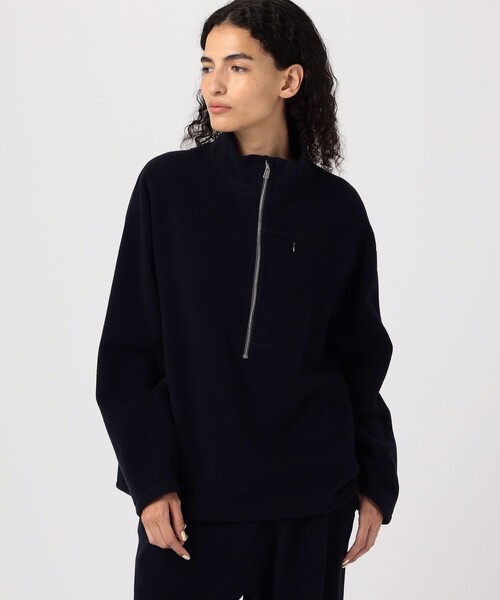 GALERIE VIE(ギャルリー ヴィー)の「ウールカシミヤフリース ハーフジッププルオーバー(Tシャツ/カットソー・レディース・ネイビー/ライトグレー・FREE)」の4枚目の写真