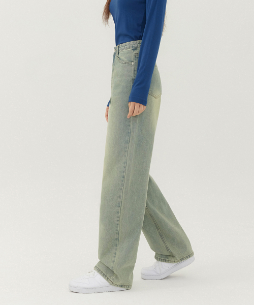 JINMANIA(ジンマニア)の「レディース ウォッシング ロング ワイド デニムパンツ (ライトブルーティン)(デニムパンツ・レディース・その他・SMALL/MEDIUM/LARGE/X-LARGE/X-SMALL)」の2枚目の写真