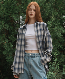 Oversized checkered shirt Blue