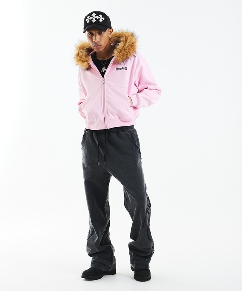 セール】ジップフーディ｜Faux Fur Cross Zip Hoodie｜SUPPLIER