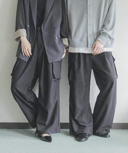 SENSE OF PLACE by URBAN RESEARCH（センスオブプレイスバイアーバンリサーチ）の「『ユニセックス』ワイドカーゴパンツ（カーゴパンツ・メンズ・オリーブ/ブラック/アイボリー・LARGE/X-SMALL/MEDIUM/SMALL）」の12枚目の写真