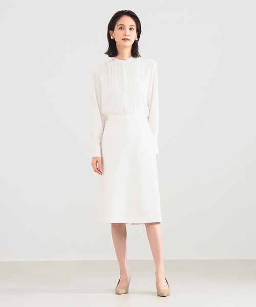 Demi-Luxe BEAMS(デミルクス ビームス)の「【6/11値下げ】ツイード セミタイト スカート*/オフィスカジュアル・セレモニー(スカート・レディース・ベージュ/ネイビー・36/40/38)」の4枚目の写真