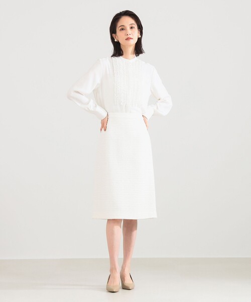 Demi-Luxe BEAMS(デミルクス ビームス)の「【6/11値下げ】ツイード セミタイト スカート*/オフィスカジュアル・セレモニー(スカート・レディース・ベージュ/ネイビー・36/40/38)」の5枚目の写真