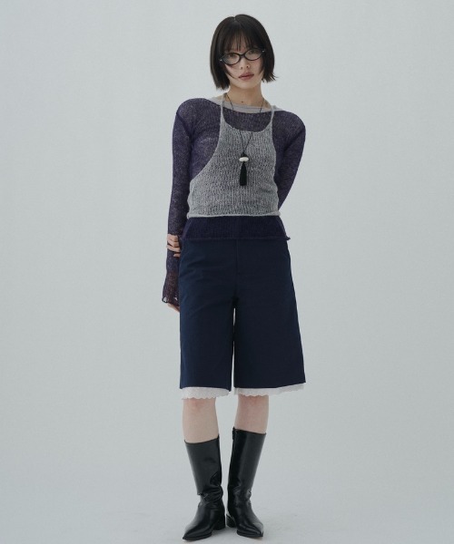 FEKETE（フェケテ）の「airy sheer halter knit / シアーホルターネックニット（ニット/セーター・レディース・グレー/ブラック・FREE）」の4枚目の写真
