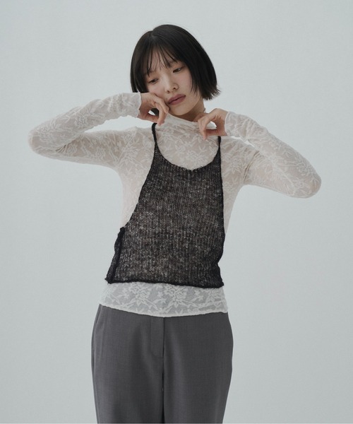 FEKETE（フェケテ）の「airy sheer halter knit / シアーホルターネックニット（ニット/セーター・レディース・グレー/ブラック・FREE）」の7枚目の写真