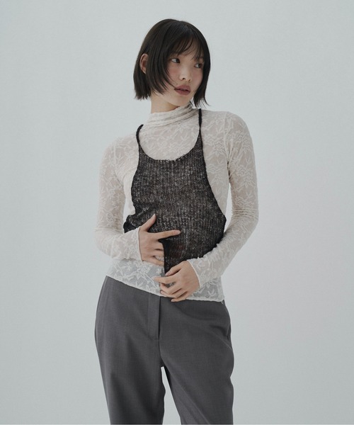 FEKETE（フェケテ）の「airy sheer halter knit / シアーホルターネックニット（ニット/セーター・レディース・グレー/ブラック・FREE）」の9枚目の写真