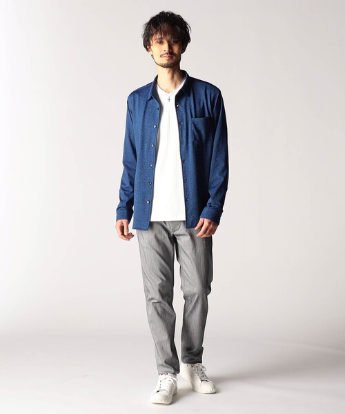 NICOLE CLUB FOR MEN（ニコルクラブフォーメン）の「メランジショートレギュラーカラーシャツ（シャツ/ブラウス・メンズ・ブルー系/ブラック・MEDIUM/LARGE/X-LARGE）」の5枚目の写真