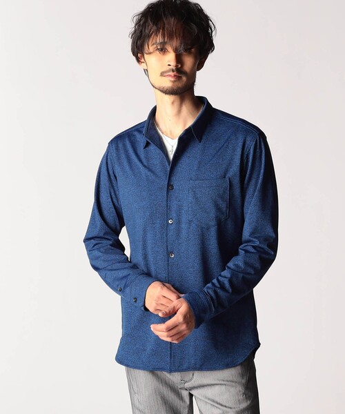 NICOLE CLUB FOR MEN（ニコルクラブフォーメン）の「メランジショートレギュラーカラーシャツ（シャツ/ブラウス・メンズ・ブルー系/ブラック・MEDIUM/LARGE/X-LARGE）」の6枚目の写真