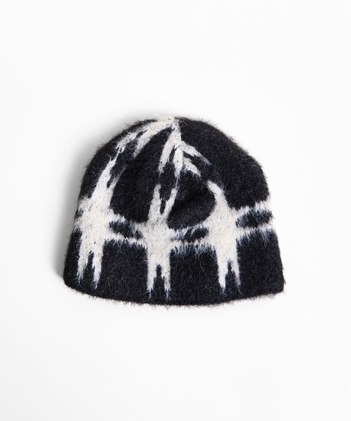 セール】12D93 エレクトリック柄 シャギーニット ビーニー（ニット