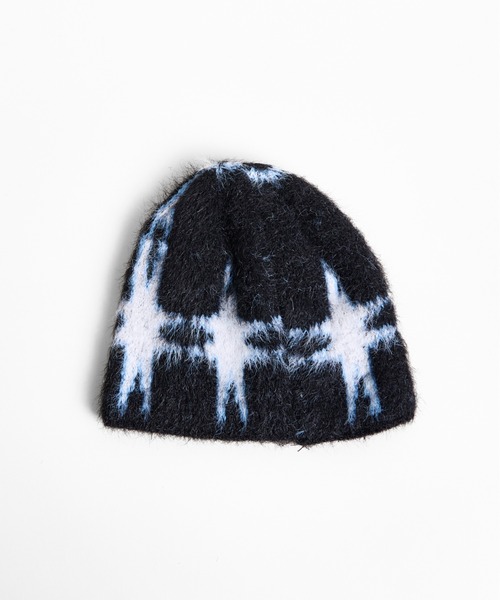 セール】12D93 エレクトリック柄 シャギーニット ビーニー（ニット