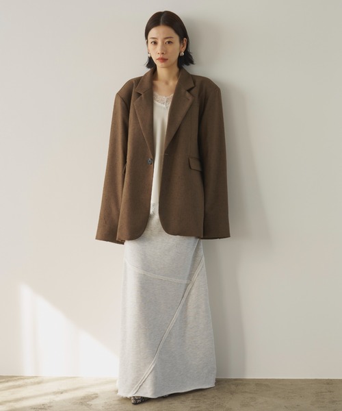 AIC.（エーアイシー）の「ミックスツイルオーバーテーラードジャケット（テーラードジャケット・レディース・ブラウン/ライトグリーン・FREE）」の13枚目の写真