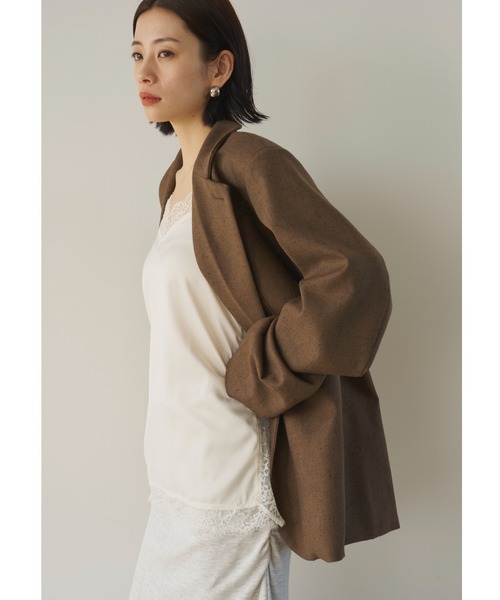 AIC.（エーアイシー）の「ミックスツイルオーバーテーラードジャケット（テーラードジャケット・レディース・ブラウン/ライトグリーン・FREE）」の7枚目の写真