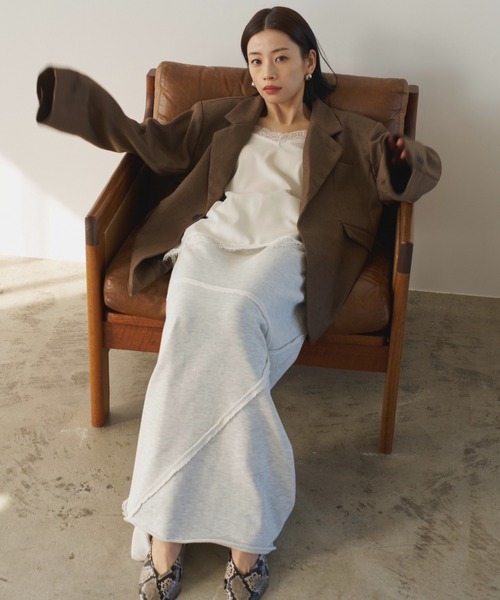 AIC.（エーアイシー）の「ミックスツイルオーバーテーラードジャケット（テーラードジャケット・レディース・ブラウン/ライトグリーン・FREE）」の16枚目の写真