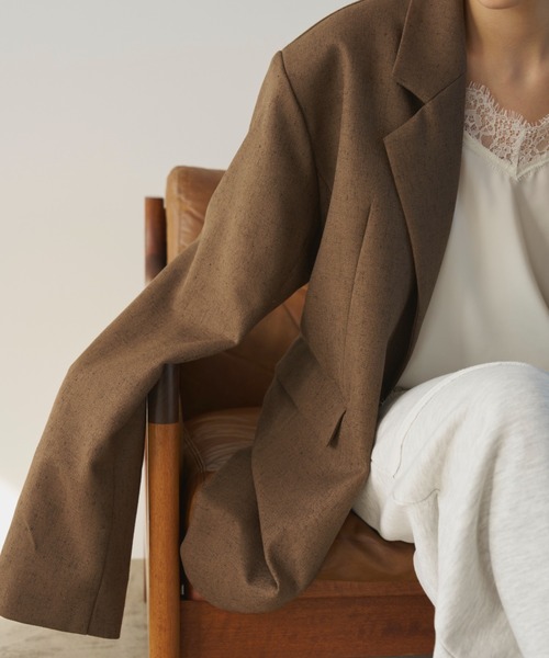 AIC.（エーアイシー）の「ミックスツイルオーバーテーラードジャケット（テーラードジャケット・レディース・ブラウン/ライトグリーン・FREE）」の20枚目の写真