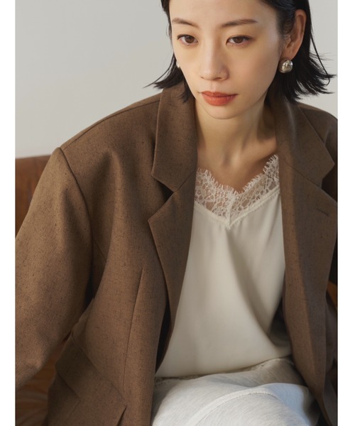 AIC.（エーアイシー）の「ミックスツイルオーバーテーラードジャケット（テーラードジャケット・レディース・ブラウン/ライトグリーン・FREE）」の17枚目の写真