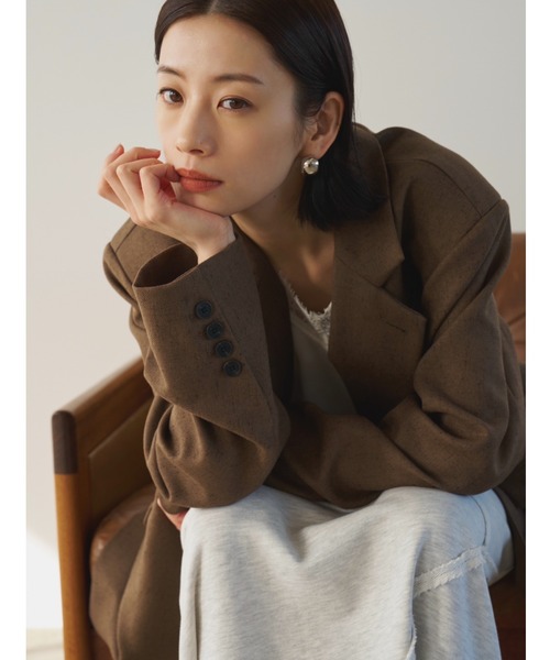 AIC.（エーアイシー）の「ミックスツイルオーバーテーラードジャケット（テーラードジャケット・レディース・ブラウン/ライトグリーン・FREE）」の18枚目の写真