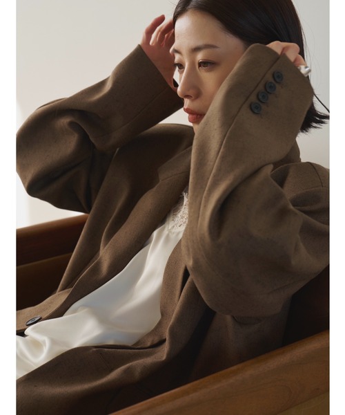 AIC.（エーアイシー）の「ミックスツイルオーバーテーラードジャケット（テーラードジャケット・レディース・ブラウン/ライトグリーン・FREE）」の19枚目の写真