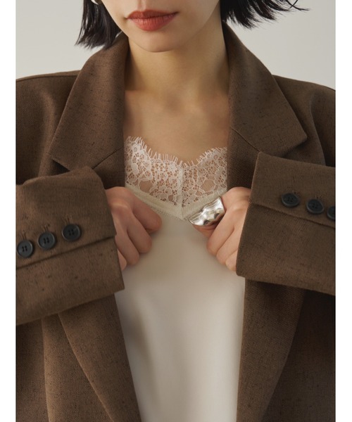 AIC.（エーアイシー）の「ミックスツイルオーバーテーラードジャケット（テーラードジャケット・レディース・ブラウン/ライトグリーン・FREE）」の21枚目の写真