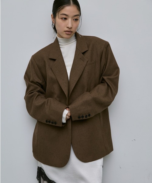 AIC.（エーアイシー）の「ミックスツイルオーバーテーラードジャケット（テーラードジャケット・レディース・ブラウン/ライトグリーン・FREE）」の22枚目の写真