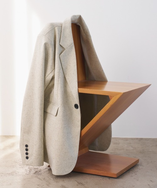 AIC.（エーアイシー）の「ミックスツイルオーバーテーラードジャケット（テーラードジャケット・レディース・ブラウン/ライトグリーン・FREE）」の4枚目の写真