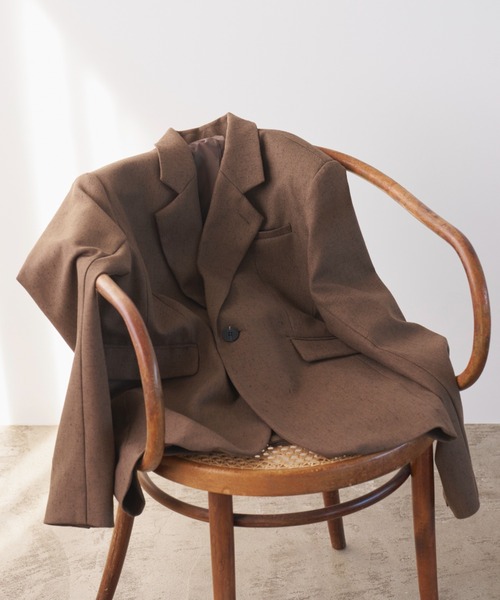 AIC.（エーアイシー）の「ミックスツイルオーバーテーラードジャケット（テーラードジャケット・レディース・ブラウン/ライトグリーン・FREE）」の3枚目の写真