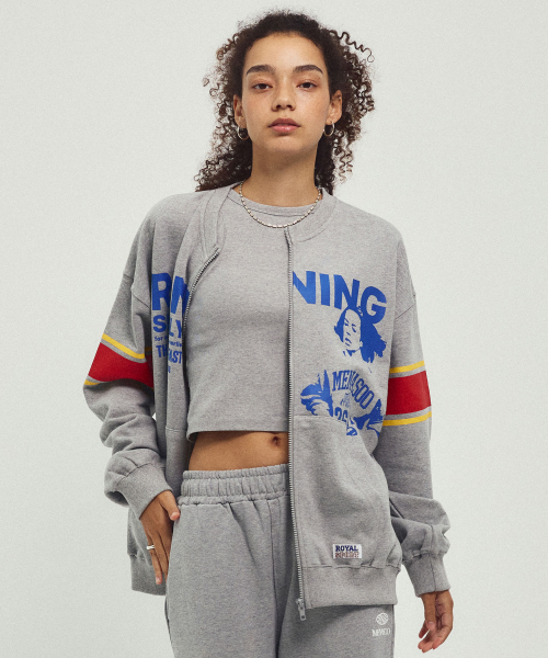 MENASOO(ミナス)の「Round Neck Running Zipup Cardigan_Melange(カーディガン/ボレロ・レディース・グレー・F)」の2枚目の写真