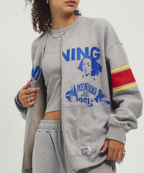 MENASOO(ミナス)の「Round Neck Running Zipup Cardigan_Melange(カーディガン/ボレロ・レディース・グレー・F)」の10枚目の写真