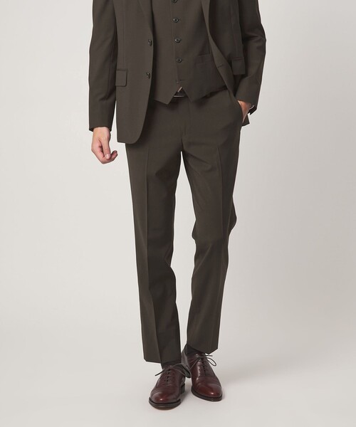 green label relaxing(グリーンレーベルリラクシング)の「A+ TWPU トロピカル無地 スリム セットアップ パンツ スラックス -ウォッシャブル・ストレッチ・ウエストアジャスター-(スーツパンツ・メンズ・ブラック/ネイビー/ダークグレー/ロイヤルブルー/ダークブラウン・M/XXL/S/L/XL)」の4枚目の写真