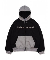 FABULOUS ARCHIVE（ファビュラスアーカイブ）の「UNISEXツーウェイツートンドロップフィットフードジップブラック（FCD1ZP101M）（パーカー）」