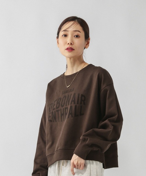 GLOBAL WORK（グローバルワーク）の「乾きやすいスウェットプリント長袖/580975（スウェット・レディース・オフホワイト/杢グレー/ブラウン/スミクロ/イエロー/ネイビー・REGULAR/SHORT）」の4枚目の写真