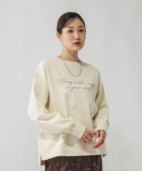 GLOBAL WORK（グローバルワーク）の「乾きやすいスウェットプリント長袖/580975（スウェット・レディース・オフホワイト/杢グレー/ブラウン/スミクロ/イエロー/ネイビー・REGULAR/SHORT）」の6枚目の写真