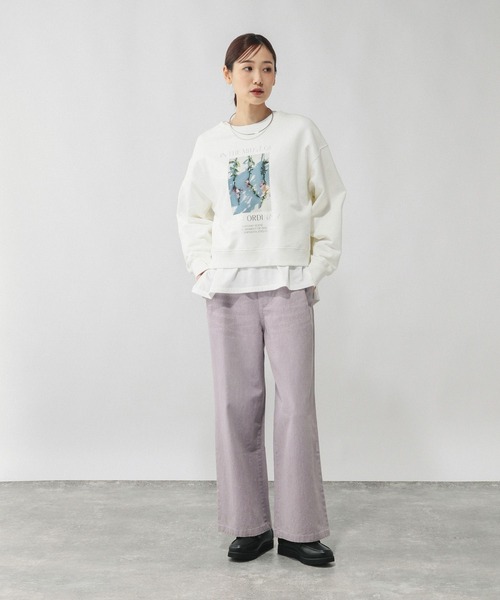 GLOBAL WORK（グローバルワーク）の「乾きやすいスウェットプリント長袖/580975（スウェット・レディース・オフホワイト/杢グレー/ブラウン/スミクロ/イエロー/ネイビー・REGULAR/SHORT）」の7枚目の写真