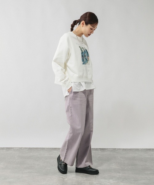 GLOBAL WORK（グローバルワーク）の「乾きやすいスウェットプリント長袖/580975（スウェット・レディース・オフホワイト/杢グレー/ブラウン/スミクロ/イエロー/ネイビー・REGULAR/SHORT）」の8枚目の写真