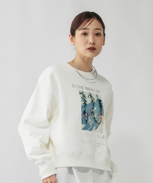 GLOBAL WORK（グローバルワーク）の「乾きやすいスウェットプリント長袖/580975（スウェット・レディース・オフホワイト/杢グレー/ブラウン/スミクロ/イエロー/ネイビー・REGULAR/SHORT）」の10枚目の写真