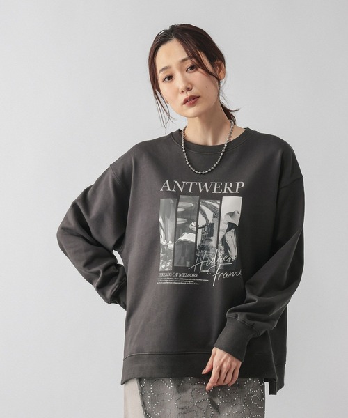 GLOBAL WORK（グローバルワーク）の「乾きやすいスウェットプリント長袖/580975（スウェット・レディース・オフホワイト/杢グレー/ブラウン/スミクロ/イエロー/ネイビー・REGULAR/SHORT）」の17枚目の写真