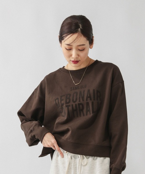 GLOBAL WORK（グローバルワーク）の「乾きやすいスウェットプリント長袖/580975（スウェット・レディース・オフホワイト/杢グレー/ブラウン/スミクロ/イエロー/ネイビー・REGULAR/SHORT）」の21枚目の写真