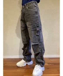 【Blss】【Bling Leads】ユーズド加工デニムパンツ サイドポケット