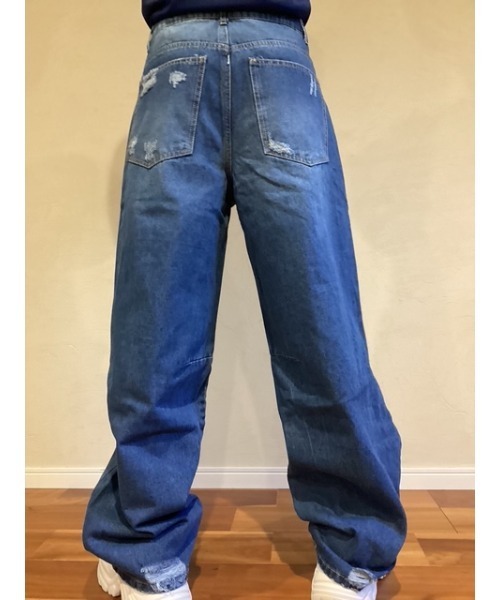 Bling Leads(ブリングリーズ)の「【Blss】【Bling Leads】ユーズド加工ワイドデニムパンツ(デニムパンツ・メンズ・ネイビー/ブルー/その他1・FREE)」の13枚目の写真