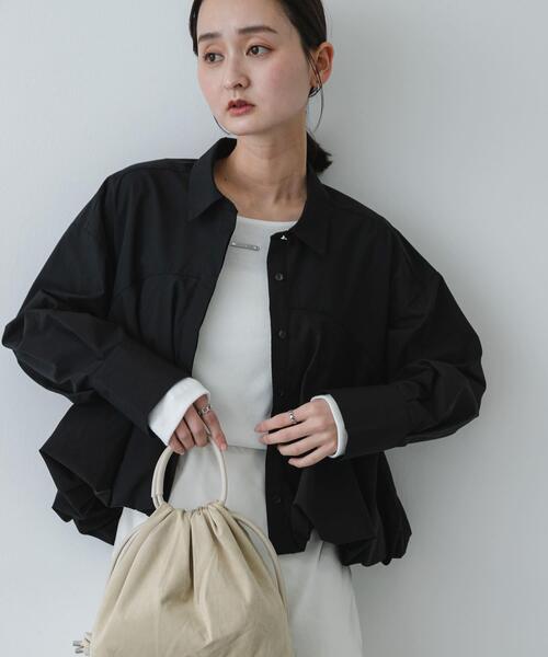 SENSE OF PLACE by URBAN RESEARCH（センスオブプレイスバイアーバンリサーチ）の「『イージーケア』シルバーボタンバルーンシャツ（シャツ/ブラウス・レディース・ブラック/アイボリー/ブルー系その他・ONE）」の2枚目の写真