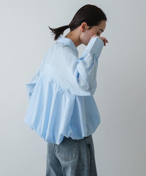 SENSE OF PLACE by URBAN RESEARCH（センスオブプレイスバイアーバンリサーチ）の「『イージーケア』シルバーボタンバルーンシャツ（シャツ/ブラウス・レディース・ブラック/アイボリー/ブルー系その他・ONE）」の21枚目の写真