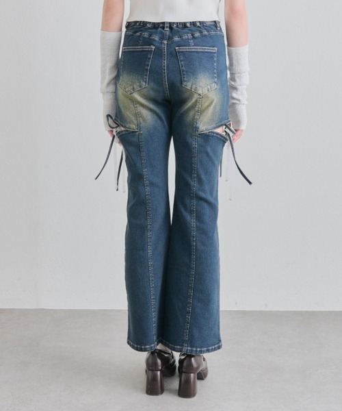 OLIVE des OLIVE（オリーブデオリーブ）の「サイドスリットリボンストレッチパンツ（デニムパンツ・レディース・ブルー/サックスブルー・MEDIUM/SMALL）」の9枚目の写真