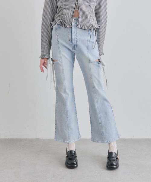 OLIVE des OLIVE（オリーブデオリーブ）の「サイドスリットリボンストレッチパンツ（デニムパンツ・レディース・ブルー/サックスブルー・MEDIUM/SMALL）」の15枚目の写真